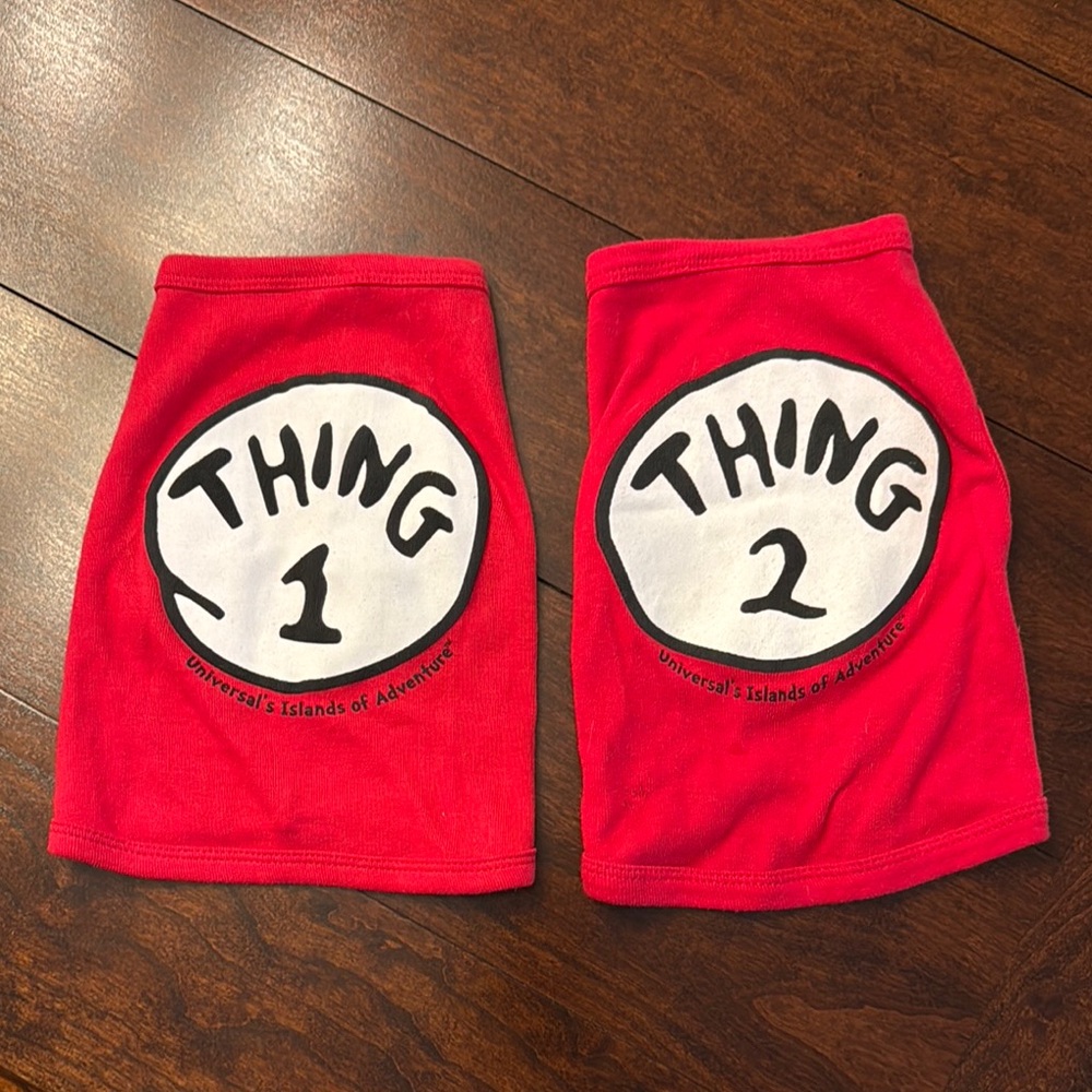 Universal's Islands of Adventure Thing 1 and Thing 2 Red Dog or Cat Shirts
